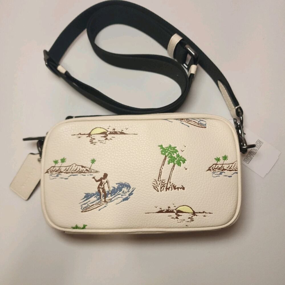 NWT COACH CBI35 Jayden Crossbody Bag Surf Print Refined Pebble Leather Chalk